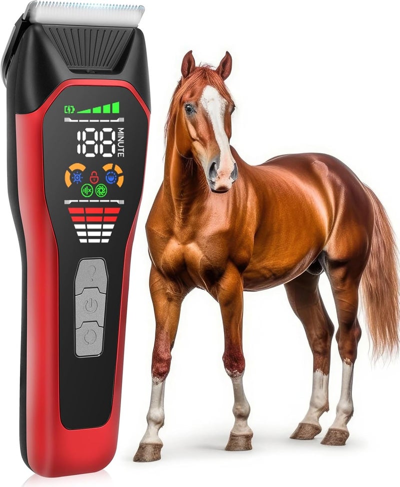 Grimgrow Horse Clippers Low Noise Rechargeble Horse Trimmer Kit, Pet Shaver for Heavy Thick Coats Grooming, 2-Speed Cordless Animal Shears for Horse, Sheep, Cats and Dogs - Image 1